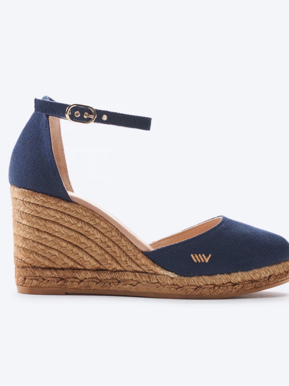 Viscata Navy Espadrille Wedge Sandals with Ankle Strap